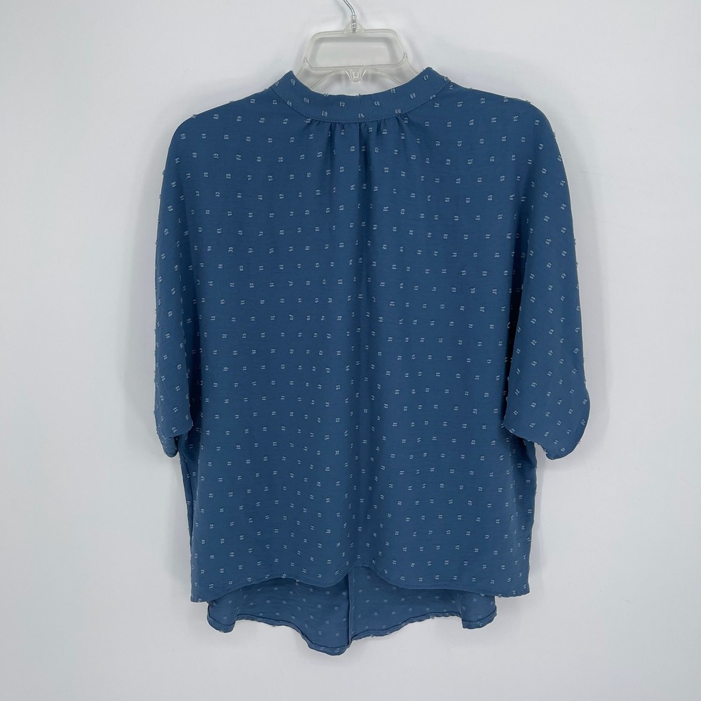 SHEIN Women's Blue Swiss Dot Tie Back Blouse Size Large